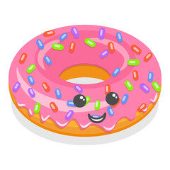 3D Isometric Flat  Set of Cute Kawaii Foods. Item 10