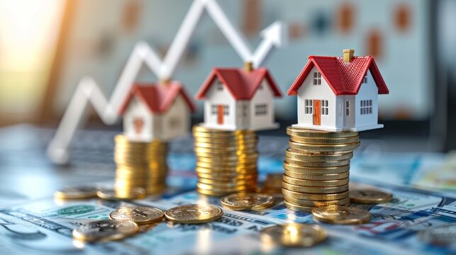 Concepto de ahorro para la compra de casas, concepto de sector inmobiliario.