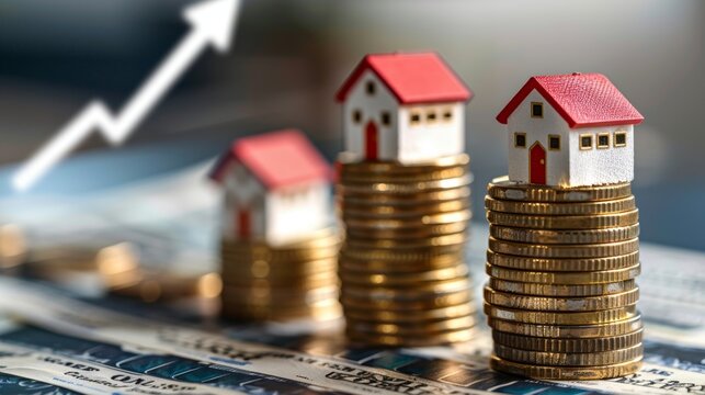 Concepto de ahorro para la compra de casas, concepto de sector inmobiliario.