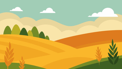 Obraz premium Autumn Landscape Rolling Hills Wheat Field