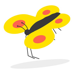 3D Isometric Flat  Set of Colorful Tropical Butterflies. Item 5