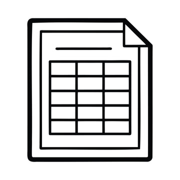 A document with a grid table a folded corner on a paper sheet