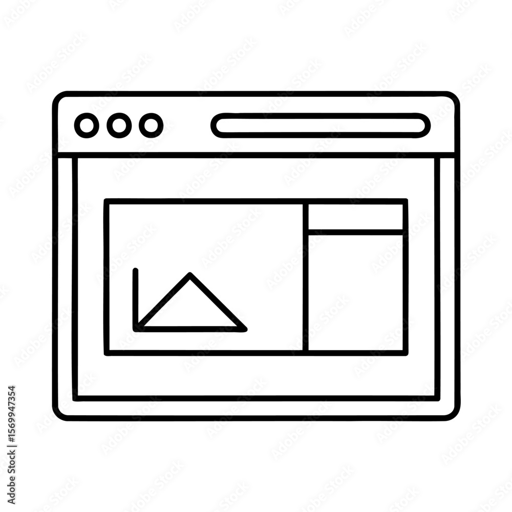 Fototapete Website window icon with a graph a rectangular section on interface browser