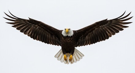 Fototapeta premium Kraftvoller Adler gleitet majestatisch durch hellen Himmel. AI Generated