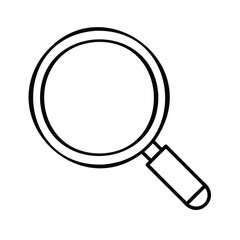 Outline magnifying glass on with a handle circular lens search find