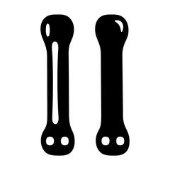 Two stylized dog bones in black on a white background, side by side