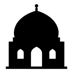 Silhouette of building with dome and arches evoking islamic architecture and culture