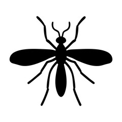 A stylized silhouette of a mosquito with wings and legs spread