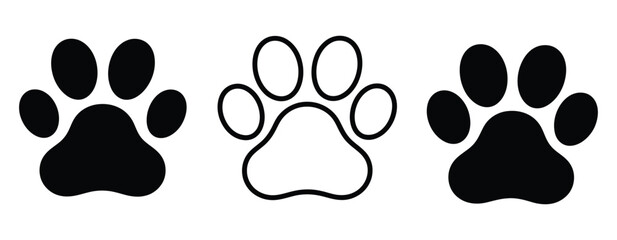 Fototapeta premium Vector set of different animal paw prints, 