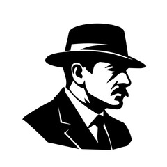 Vector portrait of a detective. Stylized retro illustration.