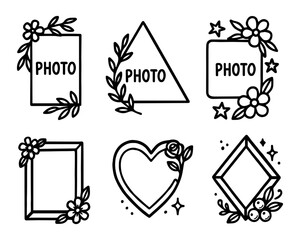 A set of different frames for pictures. Hand Drawn, Doodle Outline