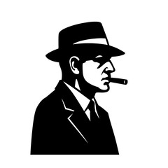 Vector portrait of the Italian mafia. Stylized retro illustration