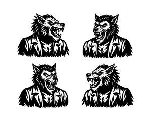 Wolf or werewolf logo, aggressive beast. Vector for esports.
