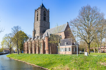 St. Maartens church at the canal in Tiel, Netherlands