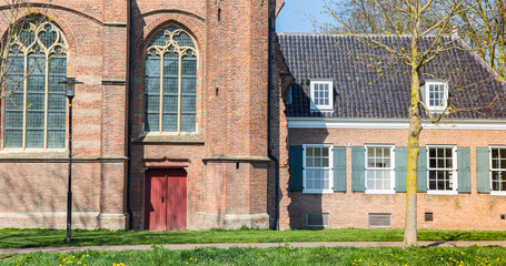 Panorama of the entrance of the Maartens church in Tiel, Netherlands