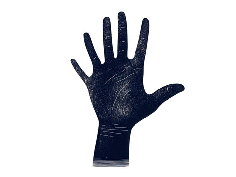 A hand with a black glove on it is raised in the air