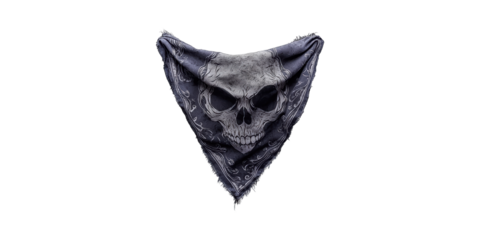 Skull Design Bandana. Edgy Fashion Accessory For Biker Or Gothic Style Isolated On Transparent Background