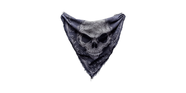 Skull Design Bandana. Edgy Fashion Accessory For Biker Or Gothic Style Isolated On Transparent Background - Powered by Adobe