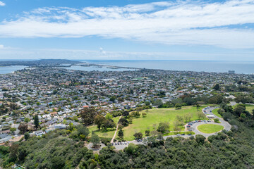 Aerial view of residential urban sprawl in San Diego, South California, USA