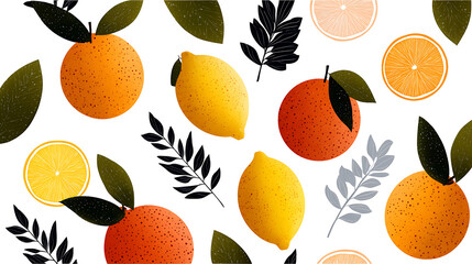 Abstract hand drawn orange and lemon illustrations. Citrus fruit clip art. 71041640 1