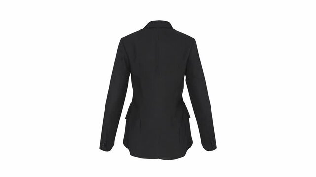 female black blazer template with front and back view in white background