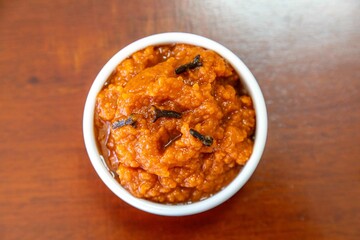 Traditional homemade creamy pumpkin sweet known as chimia, a traditional sweet from European and Eastern European culture in the southern region of Brazil