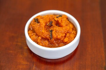 Traditional homemade creamy pumpkin sweet known as chimia, a traditional sweet from European and Eastern European culture in the southern region of Brazil
