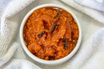 Traditional homemade creamy pumpkin sweet known as chimia, a traditional sweet from European and Eastern European culture in the southern region of Brazil