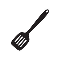 stainless steel plastic kitchen spatula spoon silhouette vector icon symbol isolated on white background