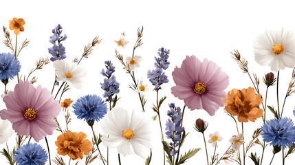 Beautiful vector floral seamless pattern with watercolor hand drawn summer wild field flowers. Stock illustration. 18595969 1