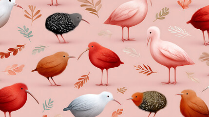Cute vector print Australian Kiwi bird. Cartoon characters baby Kiwi, illustrations for kids. Fashion fabric design 67564915 1