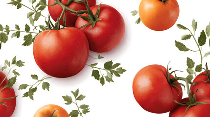Seamless horizontal pattern with farm tomatoes of different varieties and colors. Border banner. Hand-painted in acrylic style, perfect for textiles, packaging, wallpaper, and summer-themed 89682653 1