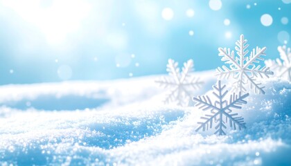 Snowy winter scene with snowflakes