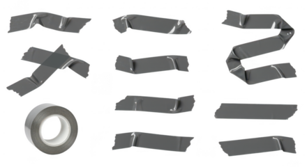 Industrial Tape assortment: A versatile collection of industrial tape pieces showcasing various shapes and applications, perfect for construction, repair, or creative projects.