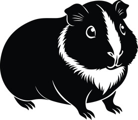 Obraz premium Guinea Pig Silhouette: A charming, illustrative silhouette of a Guinea Pig. The contrast of black and white showcases the guinea pig's distinct features in this captivating design.