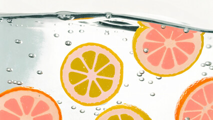 Citrus Fruit Slices Floating in Water A Refreshing and Colorful Display of Oranges and Lemons in Liquid