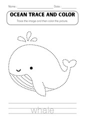 This of whale tracing and coloring pages is a fun way to practice fine motor skills, hand-eye coordination and ocean theme vocabulary.