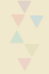a group of floating pastel triangles gently overlapping in semi transparency, arranged in the center of a light beige background.