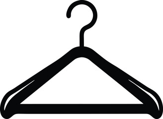Minimalist Silhouette of a Clothes Hanger: A simple, elegant black clothes hanger against an open, inviting background, epitomizing storage. 