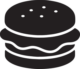 Silhouette icon of a breakfast muffin sandwich with egg and cheese, ideal for morning meal or fast food design.