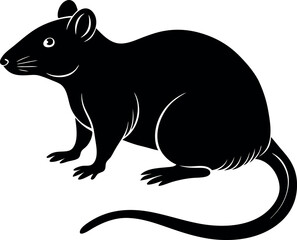 Fototapeta premium A Detailed Illustration of a Black Rodent with a Long Tail and Pointed Ears