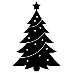Fototapeta premium A black christmas tree with star is isolated on white background