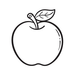 Doodle Vector Illustration of Apple in Cartoon Style. Isolated on white background. Fun drawing cartoon style icon. Perfect for food-related, healthy lifestyle, or educational projects.