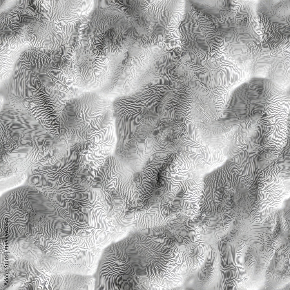Poster complex and artistic topographic patterns in a black and white color scheme create a visually striki