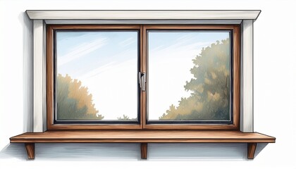 Fototapeta premium modern window with sill isolated on white background