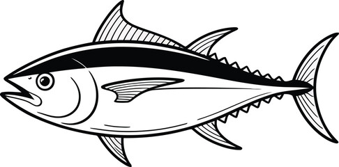 Fototapeta premium Stylized black and white illustration of a tuna fish