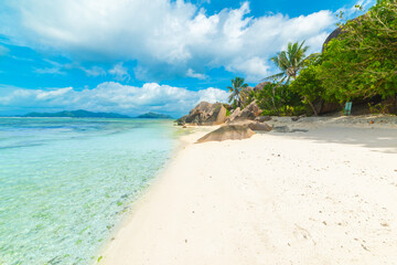White sand and turquoise water in a tropical beach