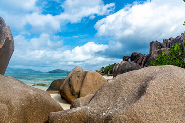 Granite rocks by the sea in a tropical beach