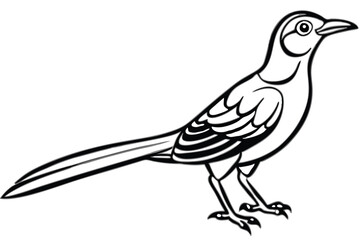 Black and White Line Art of a Mockingbird Illustration with Sleek Design