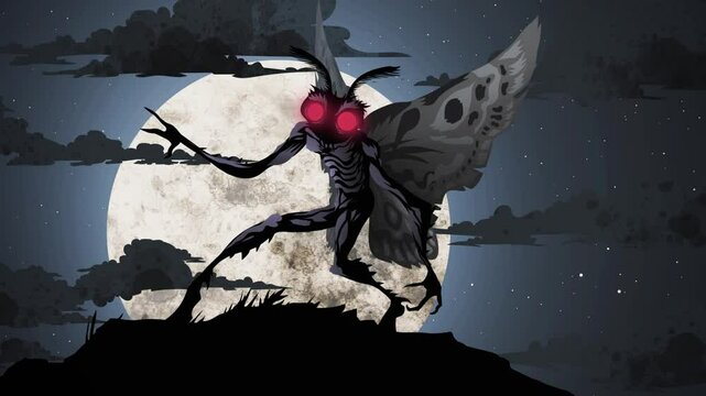 strange creepy mothman monster in the night